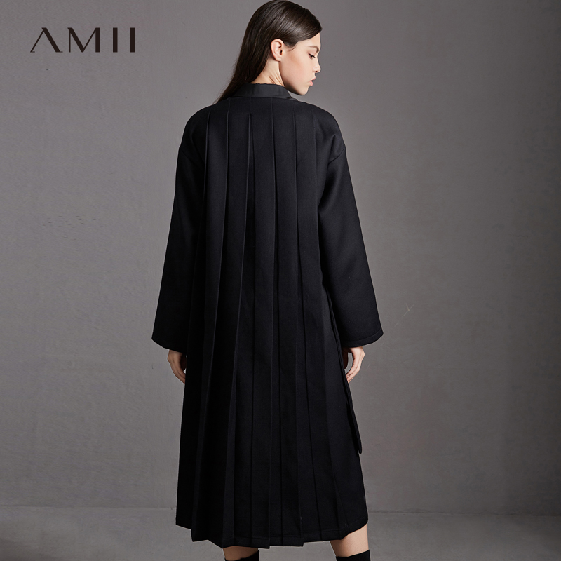 AMII Minimalist gốc thiết kế Chic Hepburn Tóc Yaling Outer stoic mùa thu / mùa đông mới áo dây đeo pleated