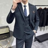 Весенний комплект, пиджак классического кроя для отдыха, платье, костюм, облегающий крой