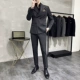 412 двухбортный цветовой цвет темно-серый набор из 3 частей (костюм + жилет + брюки) черный галстук