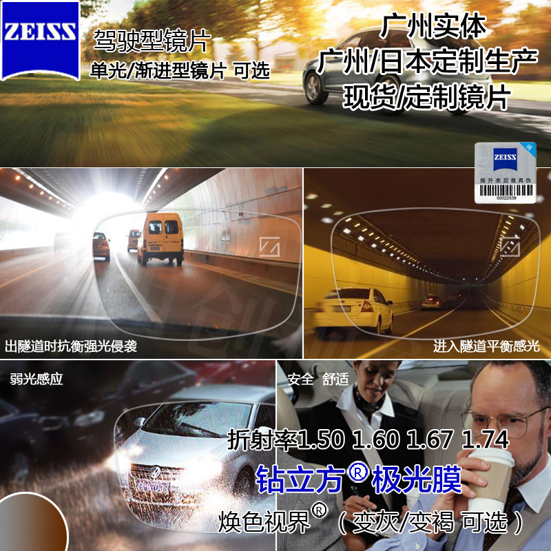 Carl ZEISS driving lens drill cubic Aurora film myopia hyperopia driving anti-glare resin sheet ZEISS