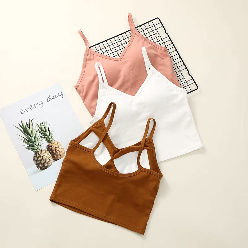 All-in-one bandeau underwear with breast pad beauty back with thin sexy base wrapped chest camisole women wear outside the summer