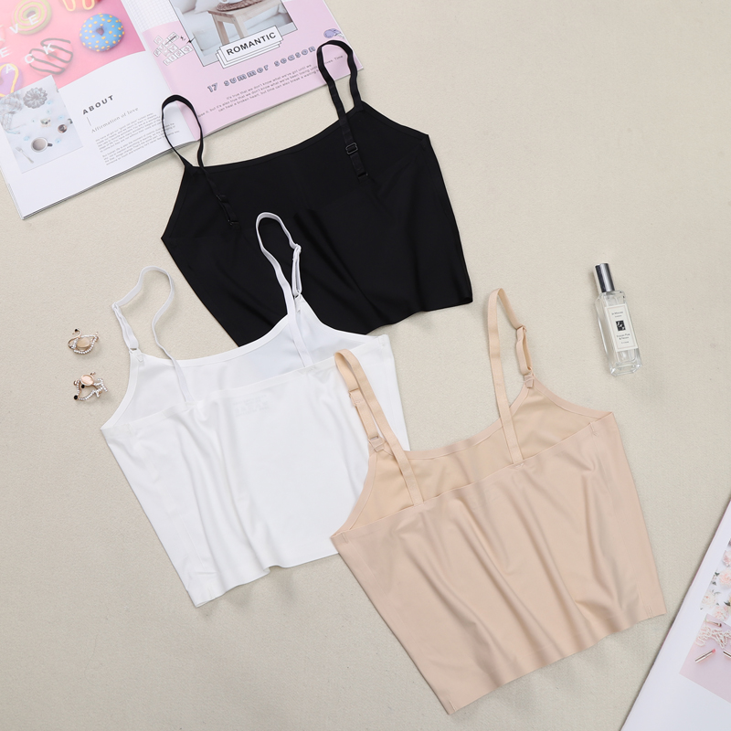 Summer white ice silk camisole female base to take away the light bandeau girl underwear beauty back wrapped chest thin section