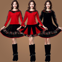 Autumn and winter square dance costume suit middle-aged and old thick gold velvet dance performance dance performance