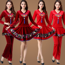Autumn and winter New Square dance costumes Korean velvet warm ethnic dance performance dance dance clothes fan dance