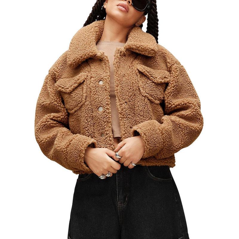 Ugg Women's Outdoor Casual Clothing, Warm and Windproof Short Lapel Outdoor Camping Work Jacket