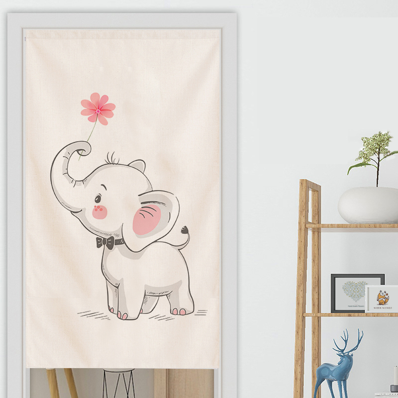 Door curtain Fabric cartoon partition window Fitting room Bedroom home decoration hanging curtain Kitchen powder room free punch half curtain