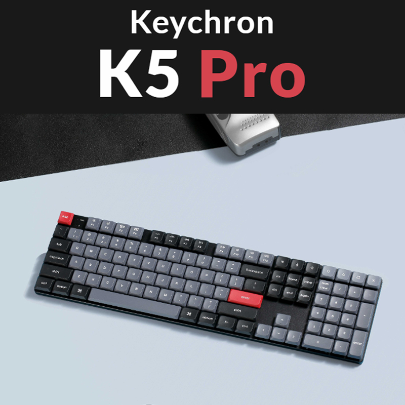 Keychron K5Pro/Max Wireless Bluetooth Low-Profile Mechanical Keyboard Thin Version Apple Compatible 108 Keys for Office Use