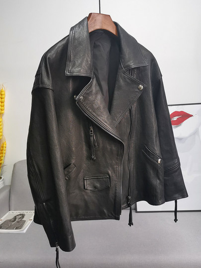 European Station 2025 Spring and Autumn New Genuine Leather Jacket Women's Short Vegetable-tanned Sheepskin Jacket Loose Small Leather Jacket