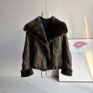 High-End 90% Goose down Short Women's Parka with Shearling Integrated Collar, Fur Coat, 2025 New European Style