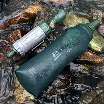 Outdoor water purifier portable outdoor direct drinking filter emergency drinking water purification straw with soft water bottle set