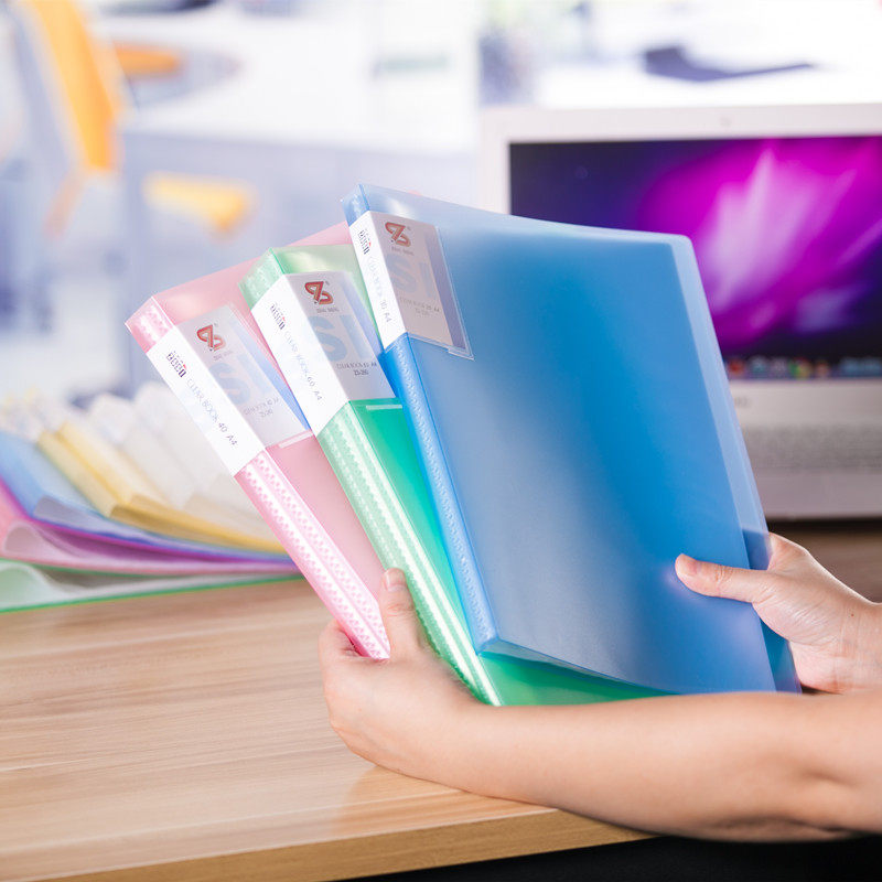 Information Book A4 Transparent inserted page Protection bag PP Archives Transparent bag Student examination Volume Painting Sketch Containing Blue Folder Office Stationery Supplies