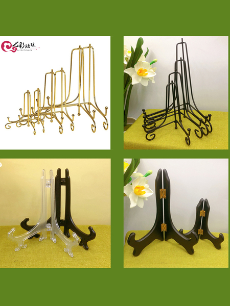 Cloisonne Cloisonne Enamel Painting Handicraft DIY Material Solid Wood Black Plastic Black and Golden Iron Bracket Pieces