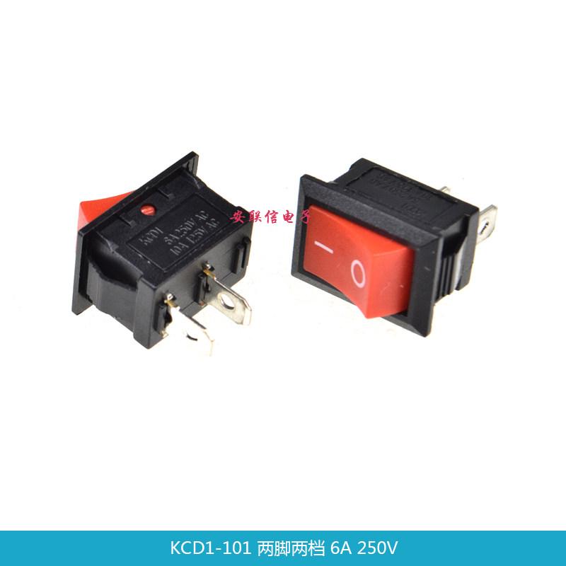 kcd1-101 Red small rocker switch Rocker button power supply accessories 2 feet 2 gears 6A 250V