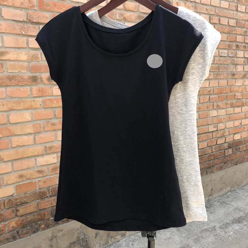 A female thin section summer forgive shoulder short sleeve slim fit cotton T