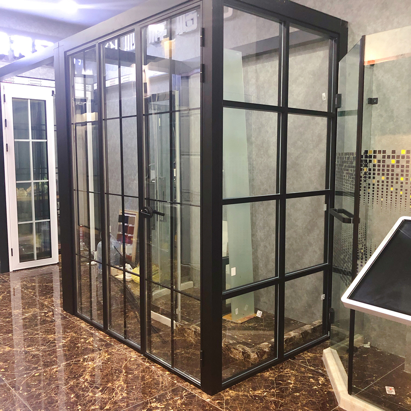 Cisxiang Affordable housing mobile door minimalist about black fine frame narrow side mesh red flat Open door fixed office partition glazed door