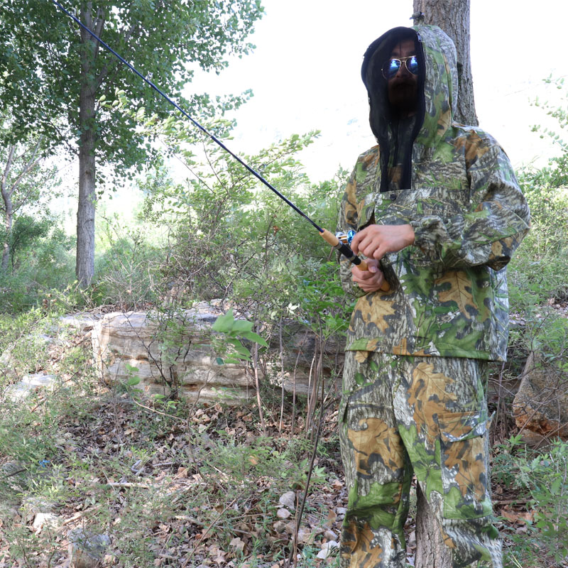 Spring and autumn green leaves camouflage bird watching and turtle lure bionic camouflage fishing anti-mosquito suit male