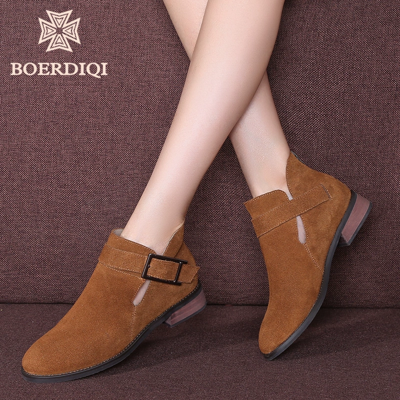 Bordich 2019 mới Chelsea bốt ngắn da giày cao gót màu nude của phụ nữ mùa xuân và mùa thu 74015 - Kính khung