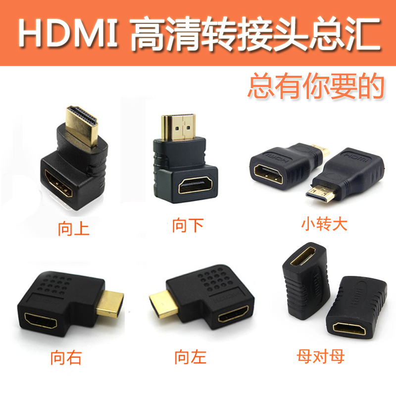 HDMI high-quality line right-angle 90° degree adapter elbow up, down, left and right TV video interface small to large mini