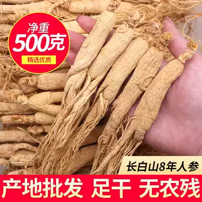 Ginseng Changbai Mountain raw and dried ginseng 500g White ginseng Wild mountain ginseng Northeast ginseng pruning dried goods 8 years ginseng three bubble wine