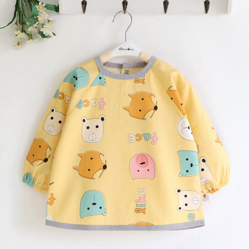 Children's coveralls, baby eating clothes, bibs, rice pockets, waterproof and anti-dirty aprons for babies, spring and autumn kindergarten, reverse dressing