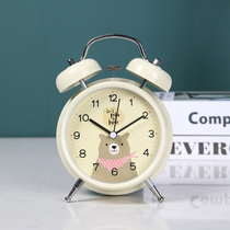 Students use cartoon small alarm clock creative personality lazy man mute bedside clock children go to school get up artifact alarm