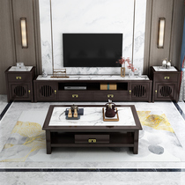 Full solid wood TV cabinet Tea Table Combo New Chinese Home Living Room Wall Cabinet Ground Cabinet small Multi-functional lockers