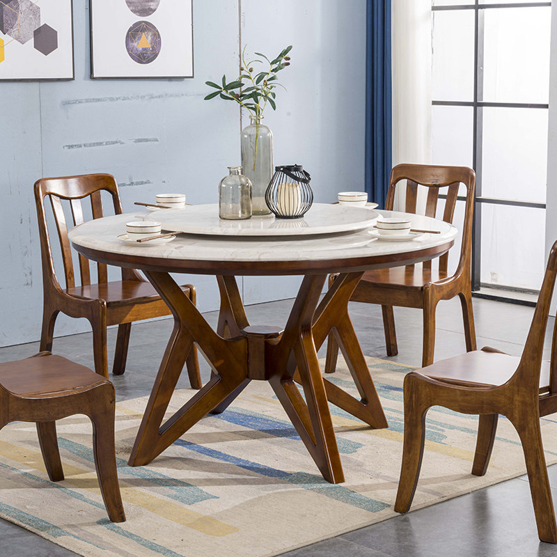 Marble dining table Round table Household small household light luxury countertop turntable Modern round table Italian Nordic style