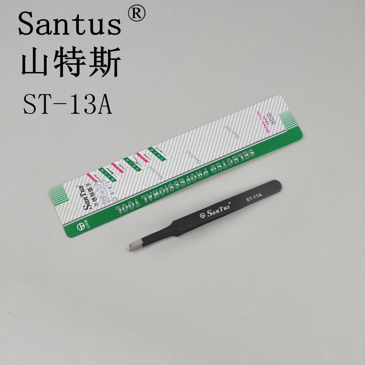 SanTus ST-13A Stainless steel Tweezers Flat Tip Tweezers (Flat tip type)