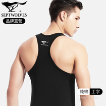 Seven wolves mens artificial character vest pure cotton summer outwear with bottomless sleeveless fitness movement cross-bar training sweatshirt male style