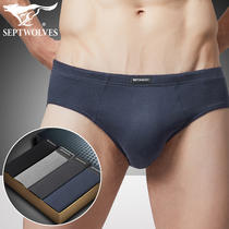 Seven wolves mens underwear pure cotton triangular pants underpants underpants three feet short pants head full cotton loose middle-aged middle-aged people