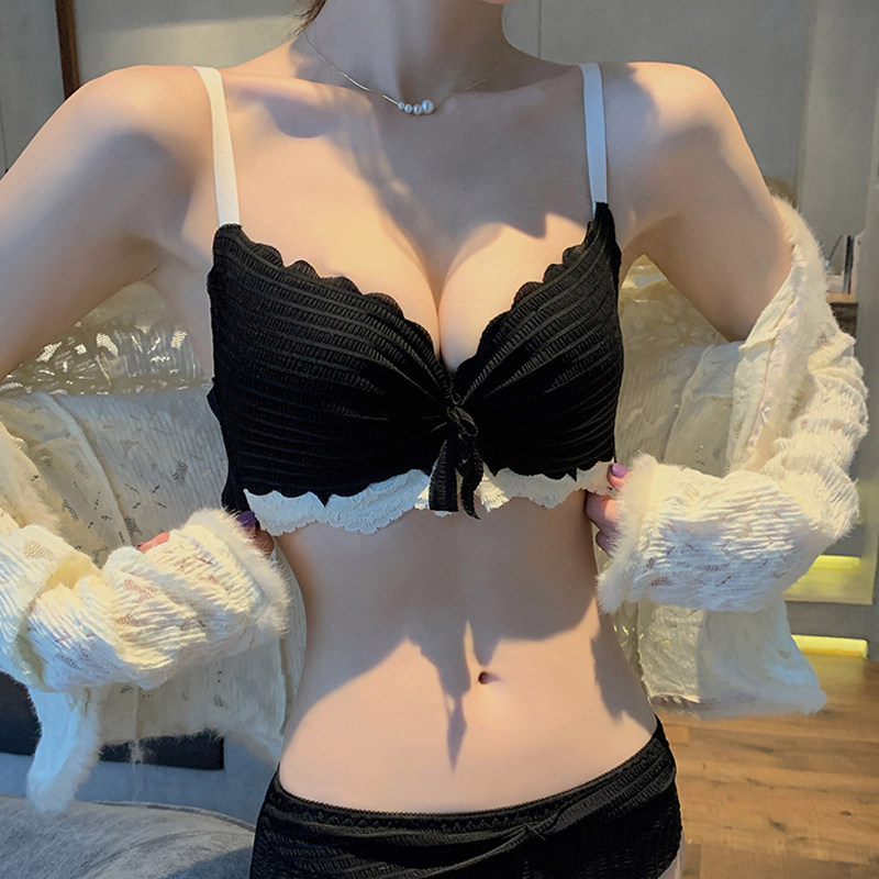 Lace Lingerie Women Summer no steel ring to gather small breasts Sexy upper care Drooping Lingerie Suit Bra Soft Bra