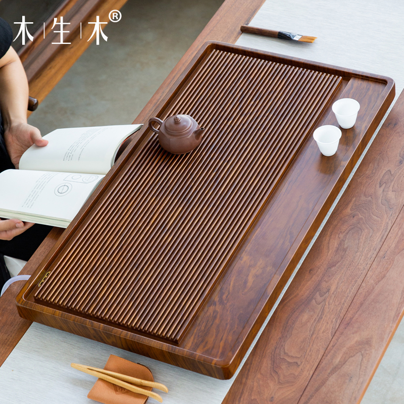 Black Sandalwood Flowers Pear Wood Whole Solid Wood Electric Wood Home Tea Tray 2023 New Drain Type Office Tea Sea Tray-Taobao