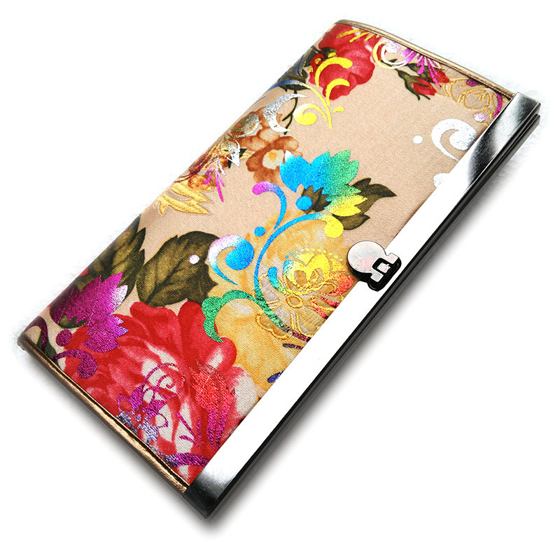Women's Vintage Brocade Large Money Clip, Chinese Style Wallet, Accordion Folding Clutch, Exquisite Horizontal Buckle Money Clip, Red Women's Vintage Brocade Large Money Clip, Chinese Style Wallet, Accordion Folding Clutch, Exquisite Horizontal Buckle Money Clip, Red