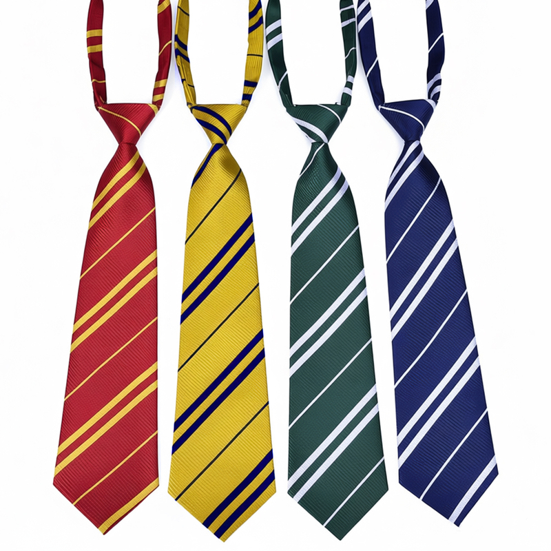 Academy-Style Striped Tie, No-Knot Design, Unisex Student Shirt, British Harry Potter Gryffindor Lion House, Japanese Style