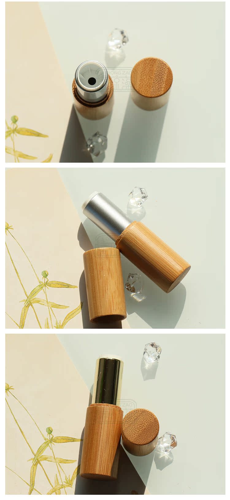 Set Qiongzao-Bamboo Lipstick Tube Tre Lipstick Chất liệu đóng gói 12.1mm Khuôn nhôm Châu Á Bạc Vàng Nhôm - Tự làm khuôn nướng khuôn làm bánh cá