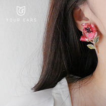 YOUR EARS hand-made shes Zizi with earring heavy industry luxury temperament preparation Camellia ear ear needle