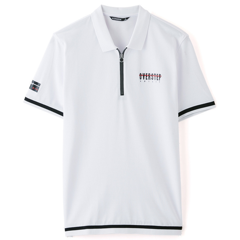 Konzen Space nam ngắn tay áo Polo Shirt Summer Hàn Quốc thời trang cuộn áo thun nam Half-Sleeve T-shirt