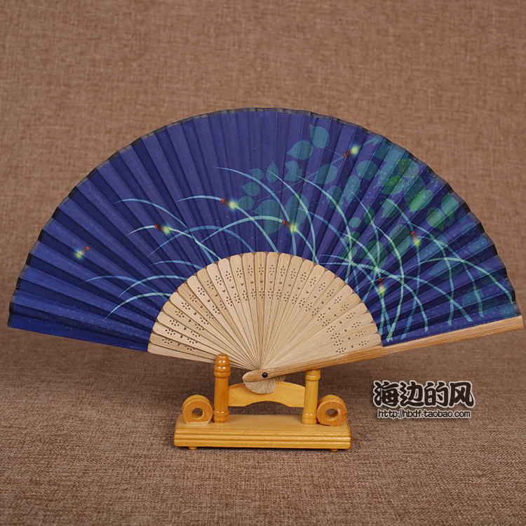 New products Japanese fan day style and style cloth face folding fan cosplay bath clothes accessories Firefly with leaves