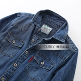 Детская хлопковая рубашка для мальчиков, джинсовая куртка, подходит для подростков