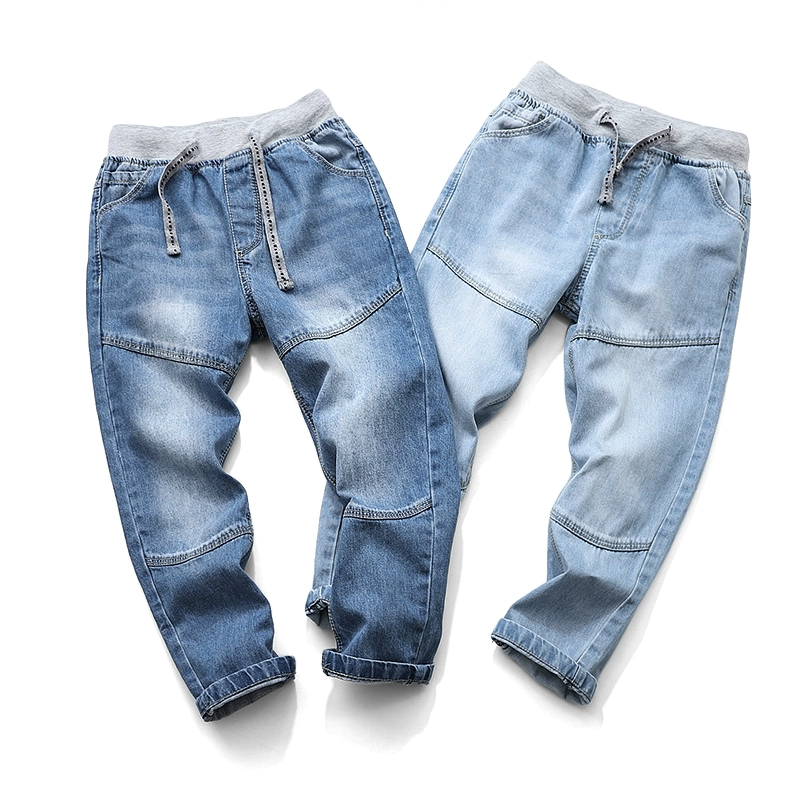 Miễn phí vận chuyển quần áo trẻ em mùa xuân và mùa thu cho bé trai quần denim, quần âu lớn cho trẻ em, quần đơn thời trang trẻ em 100-160 - Quần jean