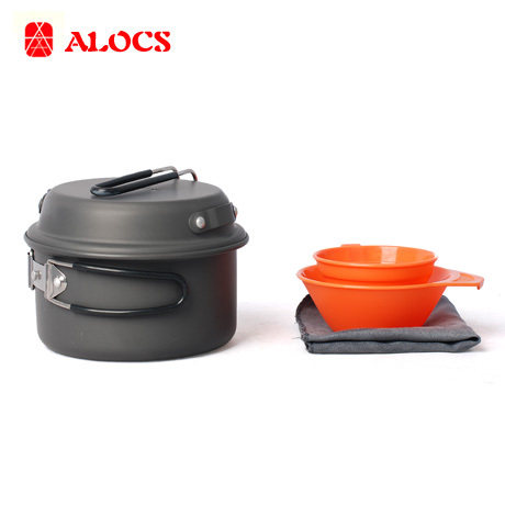 ALOCS 1-2 people set pot picnic pot outdoor equipment combination camping pot frying pan tableware set