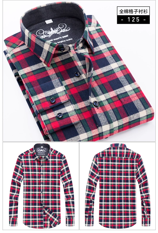 Bông trung niên cát trắng kẻ sọc dài tay áo sơ mi nam cotton trung tính chất béo cộng với phân bón XL