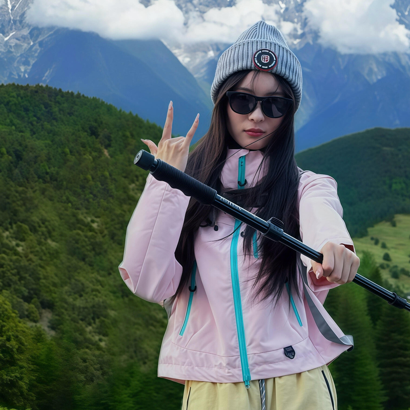 Short Three-In-One Outdoor Hiking and Mountaineering Jacket for Petite Women, Windproof, Waterproof, Detachable, Suitable for Travel in Sichuan Western Region