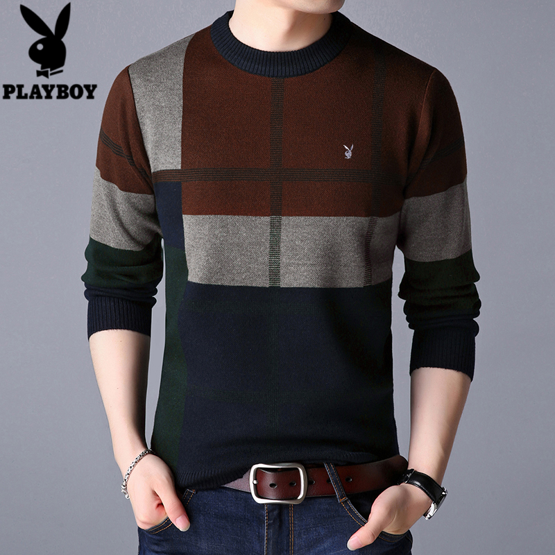 Playboy Xuân Thu áo len mới vòng đầu có cổ đáy đan nam Hàn Quốc phiên bản loose-fitting áo len thủy triều.