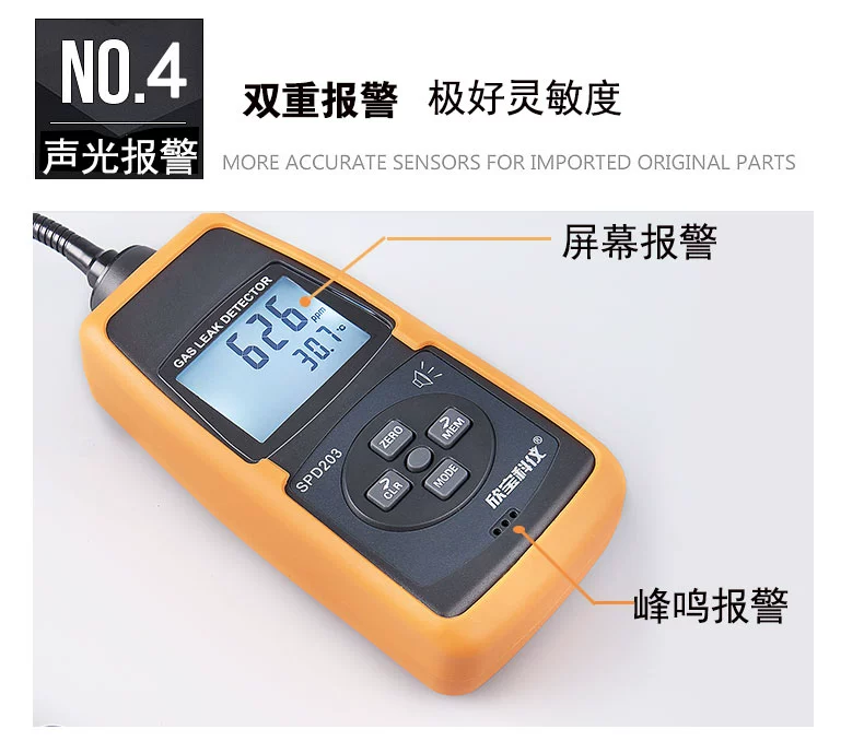 Xinbao SPD202 Máy Dò Khí Dễ Cháy Carbon Dioxide Formaldehyde Oxy Amoniac Clo Kiểm Tra Khí Báo Động Nhạc Cụ