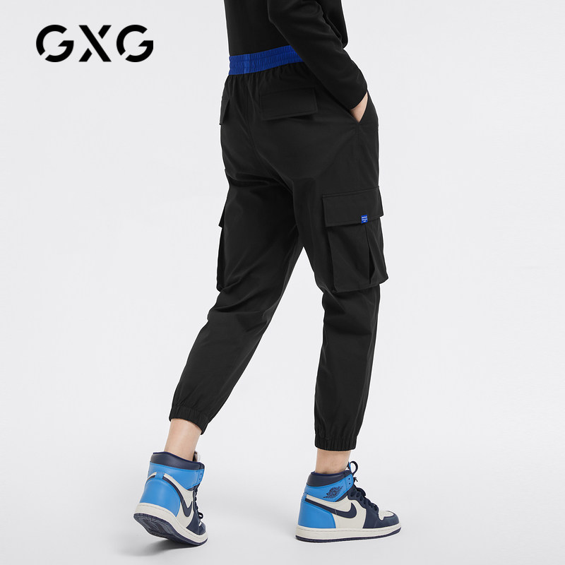 GXG Men's Clothing Black Casual Pants Men's Ram Color Bungling Pants Tooling Pocket Sport Long Pants 2020 Spring Autumn Heat Selling