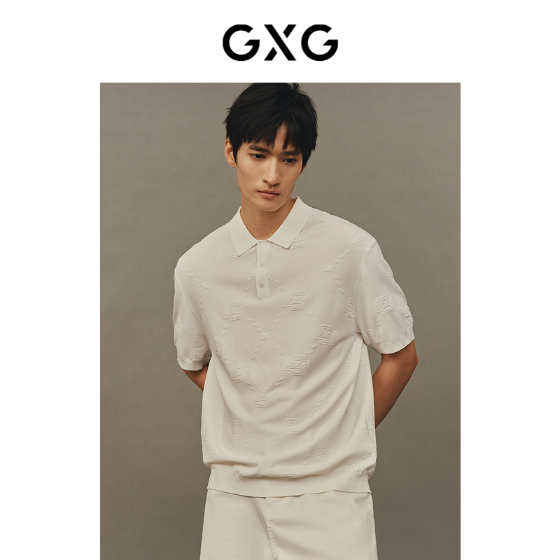 GXG メンズ モール同型 オールドフラワー柄 ポロシャツ 23年夏新作 GE1240807C