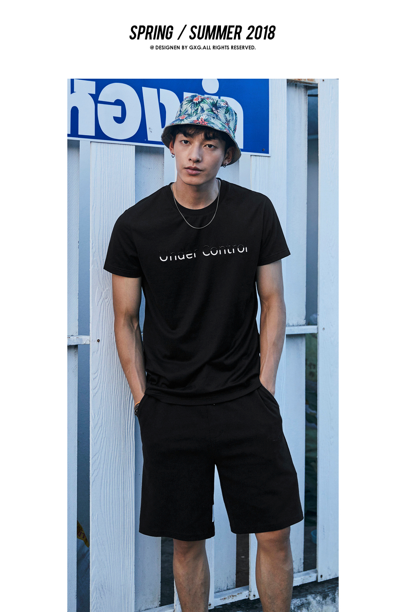 GXG của nam giới 2018 mùa hè mới thời trang bù đắp đen quần short giản dị nam năm quần # 182822204 quần thun nam