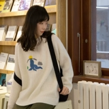 Японский свитер, оверсайз, круглый воротник, коллекция 2021, осенний