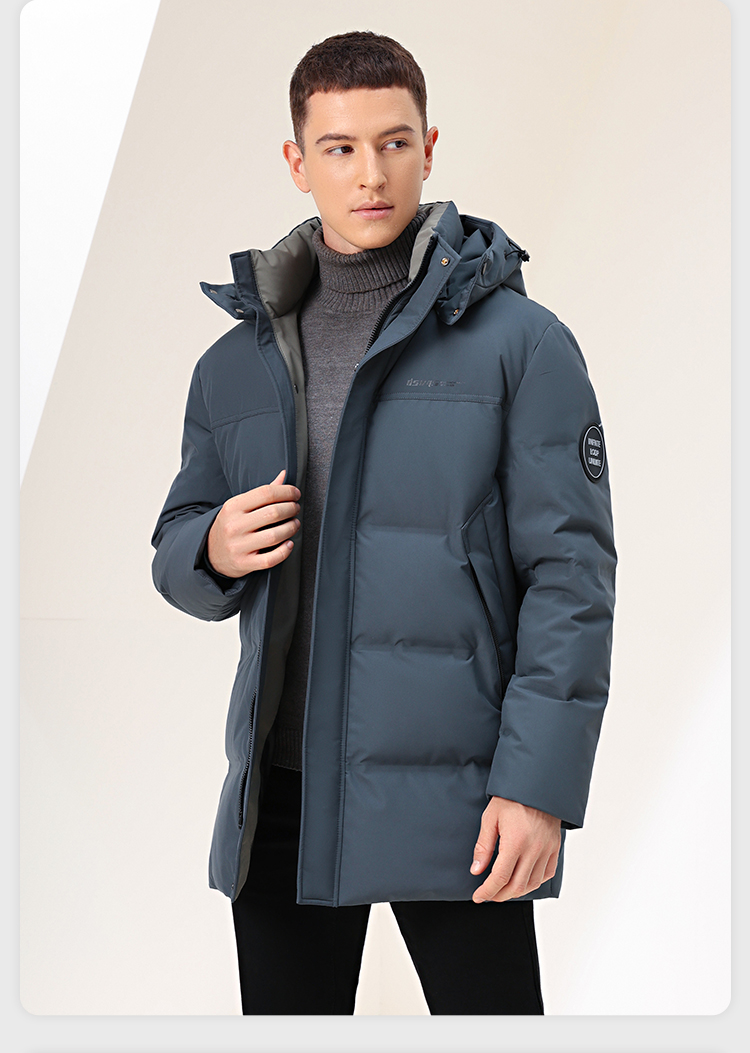 雪中飞 男士 鹅绒 中长款休闲连帽羽绒服 图14